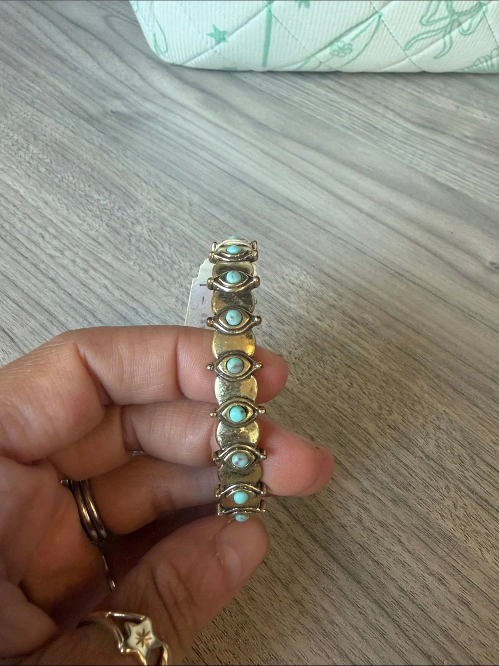Lucky Brand Gold-Tone Cuff Bracelet with Turquoise Accents